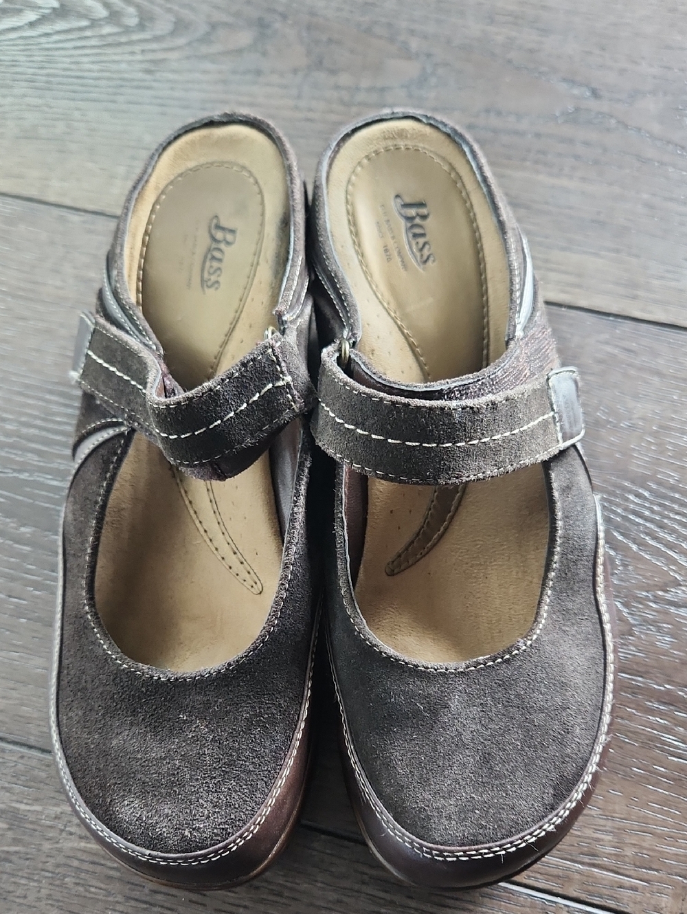 G.H. Bass & Co. Brown Suede Mary Jane Clog Mules